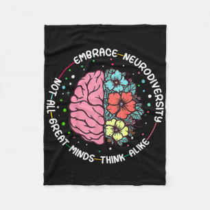 Embrace Neurodiversity Brain Autism Awareness Adhd Fleece Blanket