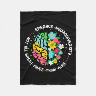 Embrace Neurodiversity Brain Autism Awareness Adhd Fleece Blanket
