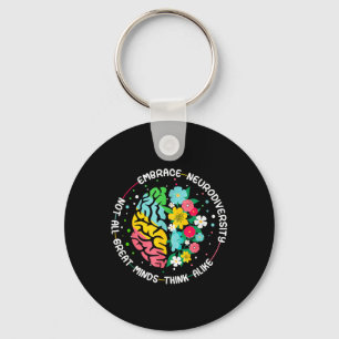 Embrace Neurodiversity Brain Autism Awareness Adhd Key Ring