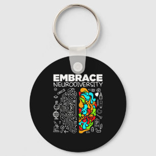 Embrace neurodiversity brain autism awareness adhd key ring