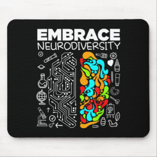 Embrace neurodiversity brain autism awareness adhd mouse mat