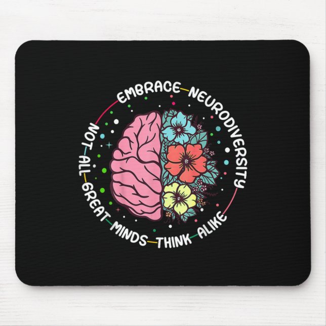 Embrace Neurodiversity Brain Autism Awareness Adhd Mouse Mat (Front)