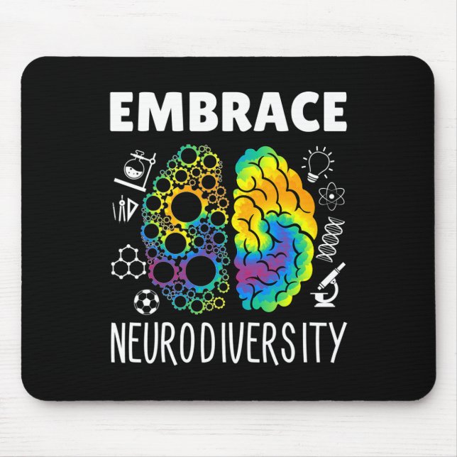 Embrace Neurodiversity - Brain Autism Awareness Mo Mouse Mat (Front)