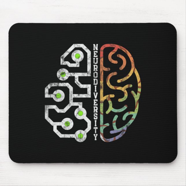 Embrace Neurodiversity Brain Autism Awareness  Mouse Mat (Front)