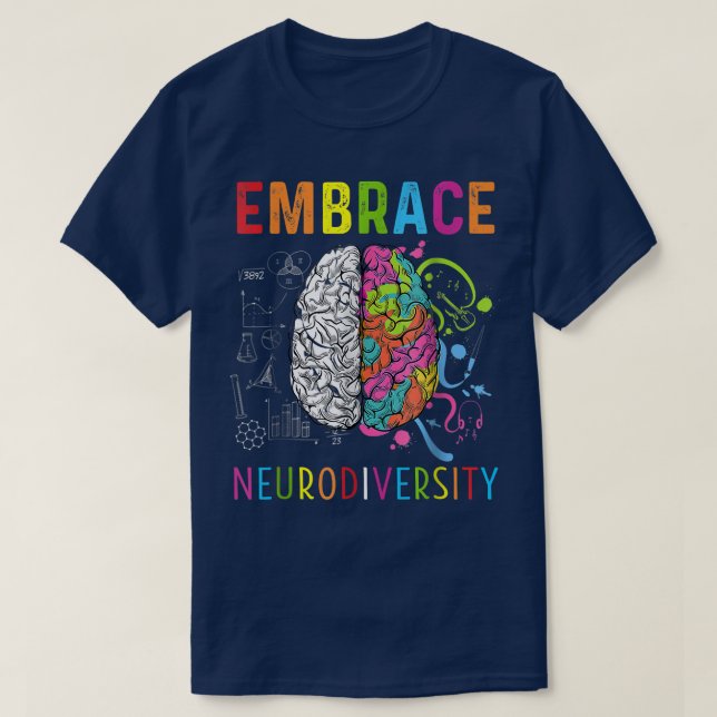 Embrace Neurodiversity Brain Embrace ADHD Autism A T-Shirt (Design Front)
