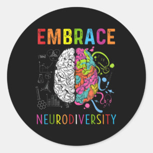 Embrace Neurodiversity Brain Embrace Adhd Autism Classic Round Sticker