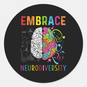 Embrace Neurodiversity Brain Embrace Adhd Autism Classic Round Sticker