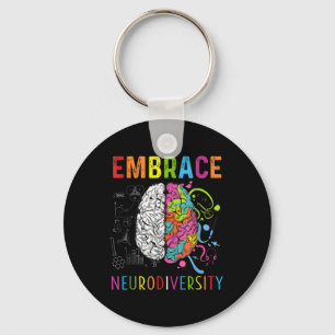 Embrace Neurodiversity Brain Embrace Adhd Autism Key Ring