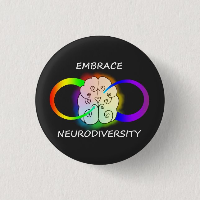 Embrace Neurodiversity Button in Dark (Front)