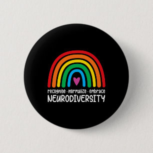 Embrace Neurodiversity Rainbow Autism Awareness Me 6 Cm Round Badge