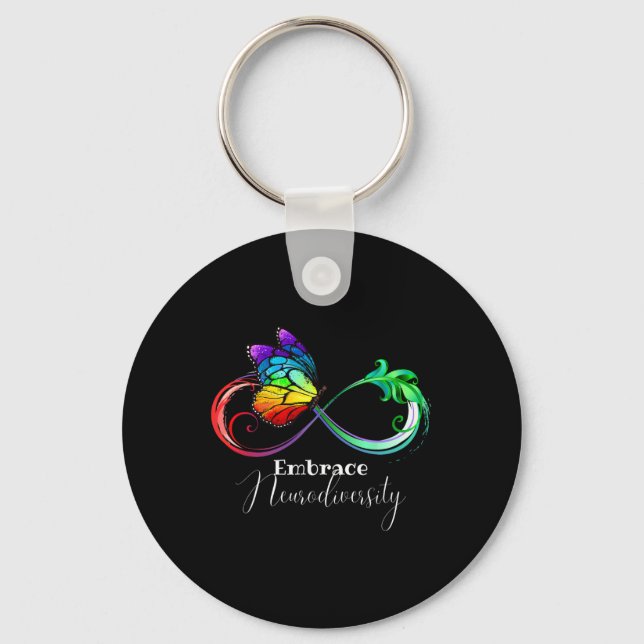 Embrace Neurodiversity Rainbow Infinity Butterfly  Key Ring (Front)