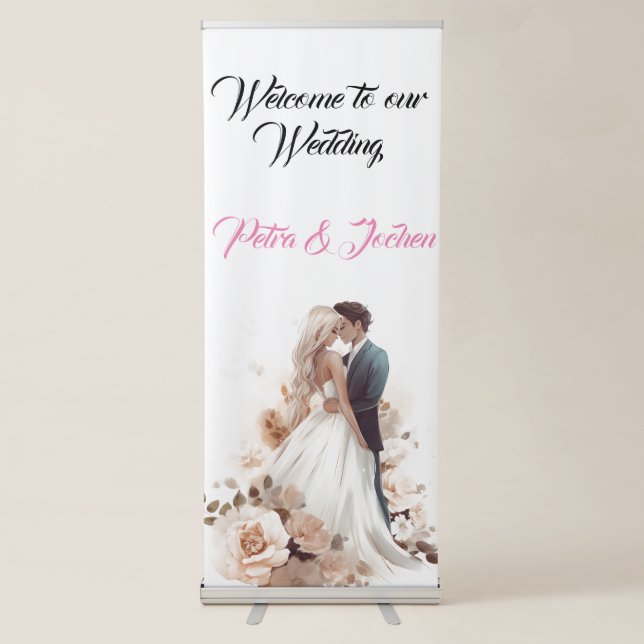 Embrace of Elegance" Personalised Wedding Banner (Front)