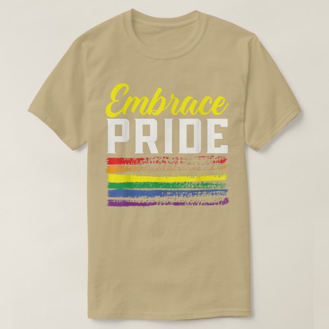 Embrace Pride LGBTQ Gender Equality Rainbow Pride  T-Shirt (Design Front)