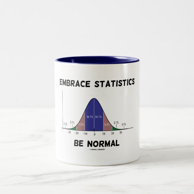 Embrace Statistics Be Normal Bell Curve Advice Two-Tone Coffee Mug (Center)