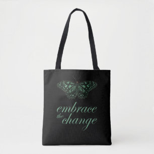 Embrace the Change - Green Butterfly Tote Bag