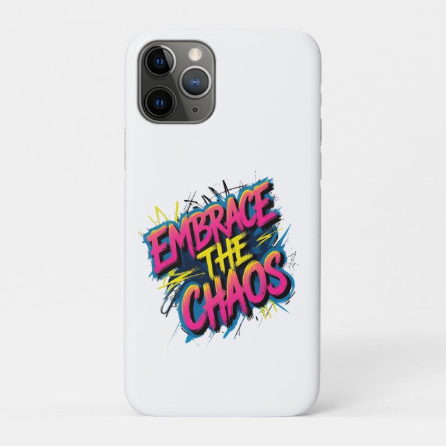 Embrace the Chaos – Grunge Typography Quote Design Case-Mate iPhone Case (Back)