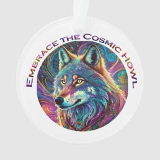 Embrace the Cosmic Howl Wolf Ornament