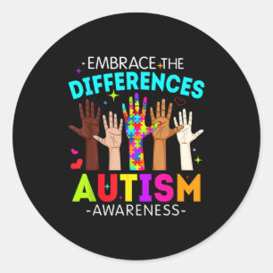 Embrace the differences autism awareness autistic classic round sticker