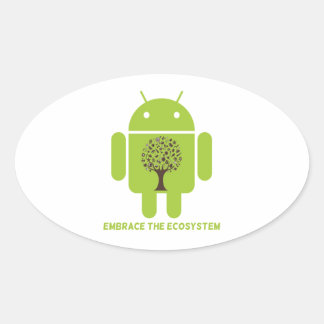 Embrace The Ecosystem (Android Bug Droid Oak Tree) Oval Sticker