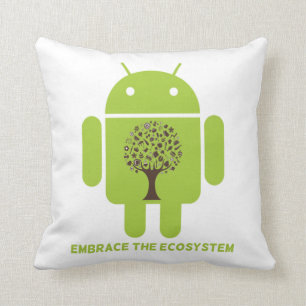 Embrace The Ecosystem (Bug Droid Brown Tree) Cushion