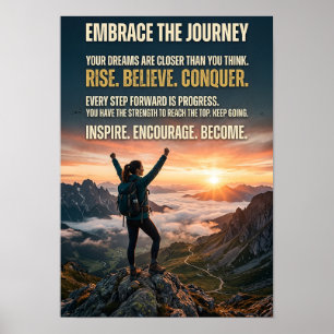 Embrace The Journey Motivational Mountain Sunrise Poster