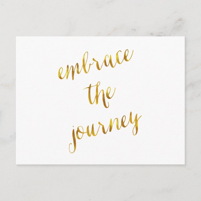 Embrace The Journey Quote Gold Faux Foil Courage Postcard (Front)