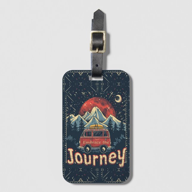 Embrace the Journey Rustic Vintage Luggage Tag (Front Vertical)