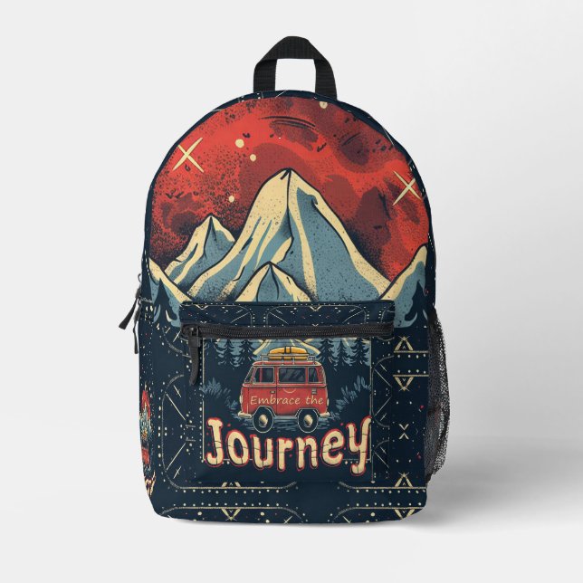 Embrace the Journey Rustic Vintage Printed Backpack (Front)