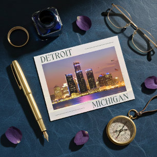 Embrace the Nightlife of Detroit, Michigan Postcard