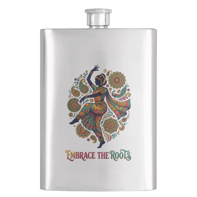 Embrace the Roots Dance Hip Flask (Front)
