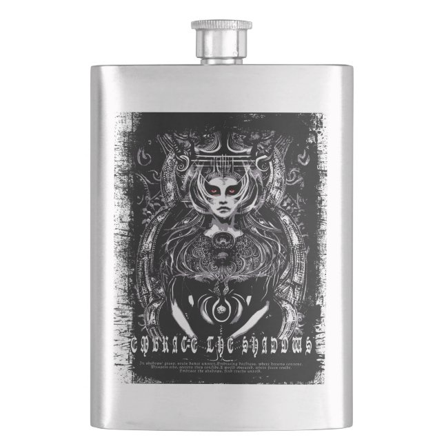 Embrace the Shadows Hip Flask (Front)