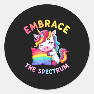 Embrace the spectrum unicorn autism awareness classic round sticker