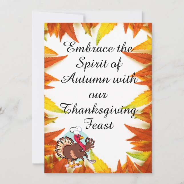 Embrace the Spirit of Autumn Thanksgiving Feast Invitation (Front)