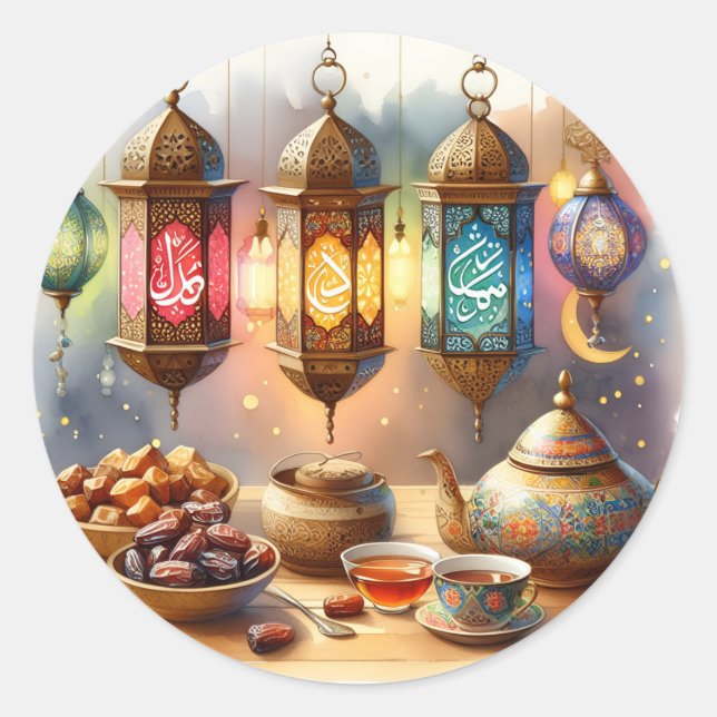 Embrace the Spirit of Ramadan Classic Round Sticker (Front)