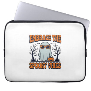 Embrace the Spooky Vibes Ghost Halloween Shirt_1 Laptop Sleeve