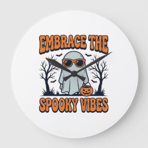 Embrace the Spooky Vibes Ghost Halloween Shirt_1 Large Clock
