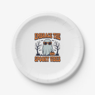 Embrace the Spooky Vibes Ghost Halloween Shirt_1 Paper Plate