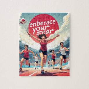 Embrace Your Fear – kawaii Motivational Runner  Jigsaw Puzzle