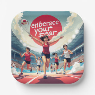 Embrace Your Fear – kawaii Motivational Runner  Paper Plate