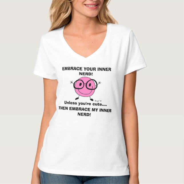 EMBRACE YOUR INNER NERD Womens V-Neck Tee (Front)