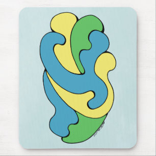 Embracing Curves (Yellow, Blue, Green) Mouse Mat