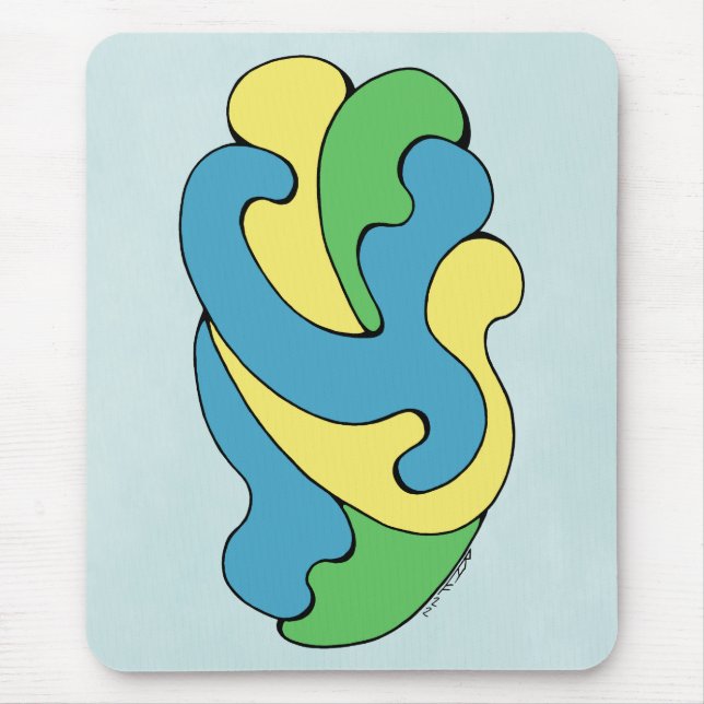Embracing Curves (Yellow, Blue, Green) Mouse Mat (Front)