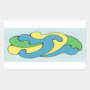 Embracing Curves (Yellow, Blue, Green) Rectangular Sticker