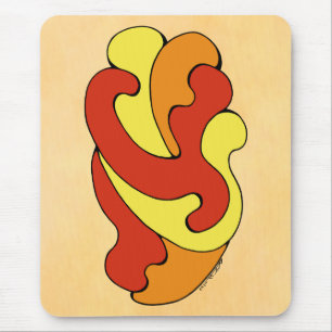 Embracing Curves (Yellow, Red, Orange) Mouse Mat