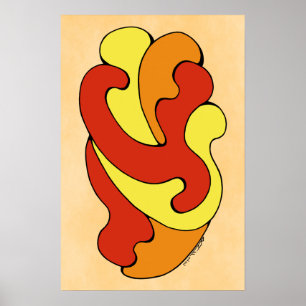 Embracing Curves (Yellow, Red, Orange) Poster