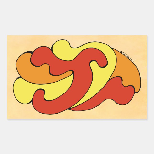 Embracing Curves (Yellow, Red, Orange) Rectangular Sticker (Front)