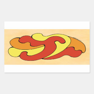 Embracing Curves (Yellow, Red, Orange) Rectangular Sticker