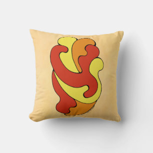 Embracing Curves (Yellow, Red, Orange) Throw Pillo Cushion