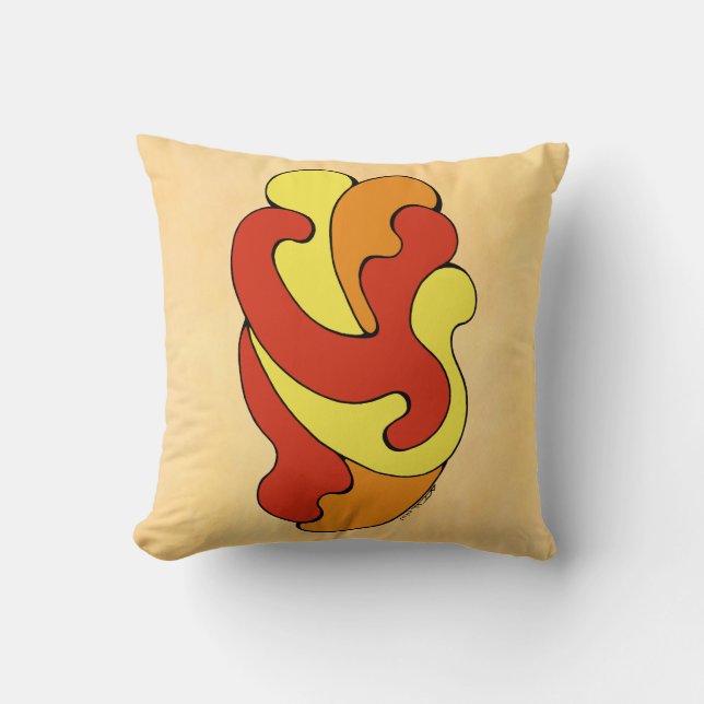 Embracing Curves (Yellow, Red, Orange) Throw Pillo Cushion (Front)