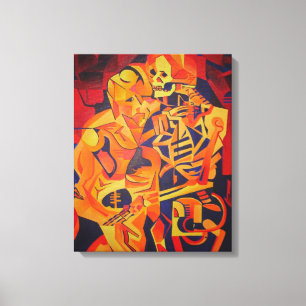 Embracing Death Colourful Geometric Art Canvas Print